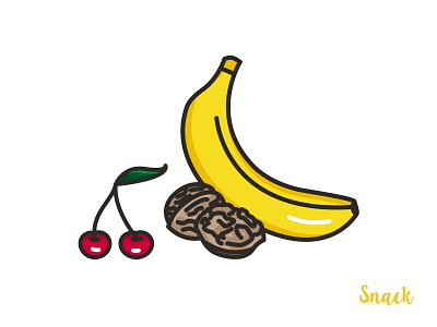 Snack Icon 🍒 banana cherries cherry food healthy icon illustration illustrator nuts picto snack symbol