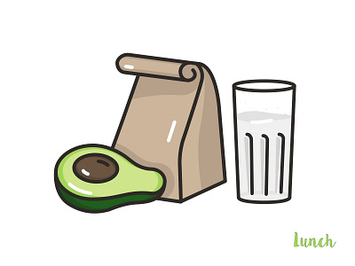 Lunch Icon 🥑 avocado brown paper food food and drink healthy icon illustration illustrator lunch lunch bag milk picto