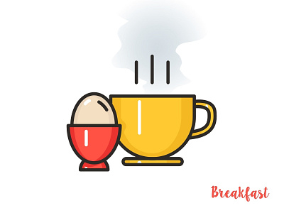 Breakfast Icon 🍳 breakfast eggs food hot beverage icon illustration illustrator picto symbol symbol design tea