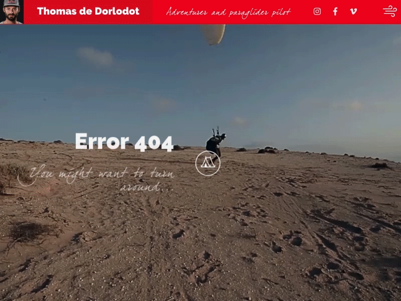 404 page ❌ 404 404 error 404 page back to camp paraglider ui video webdesign