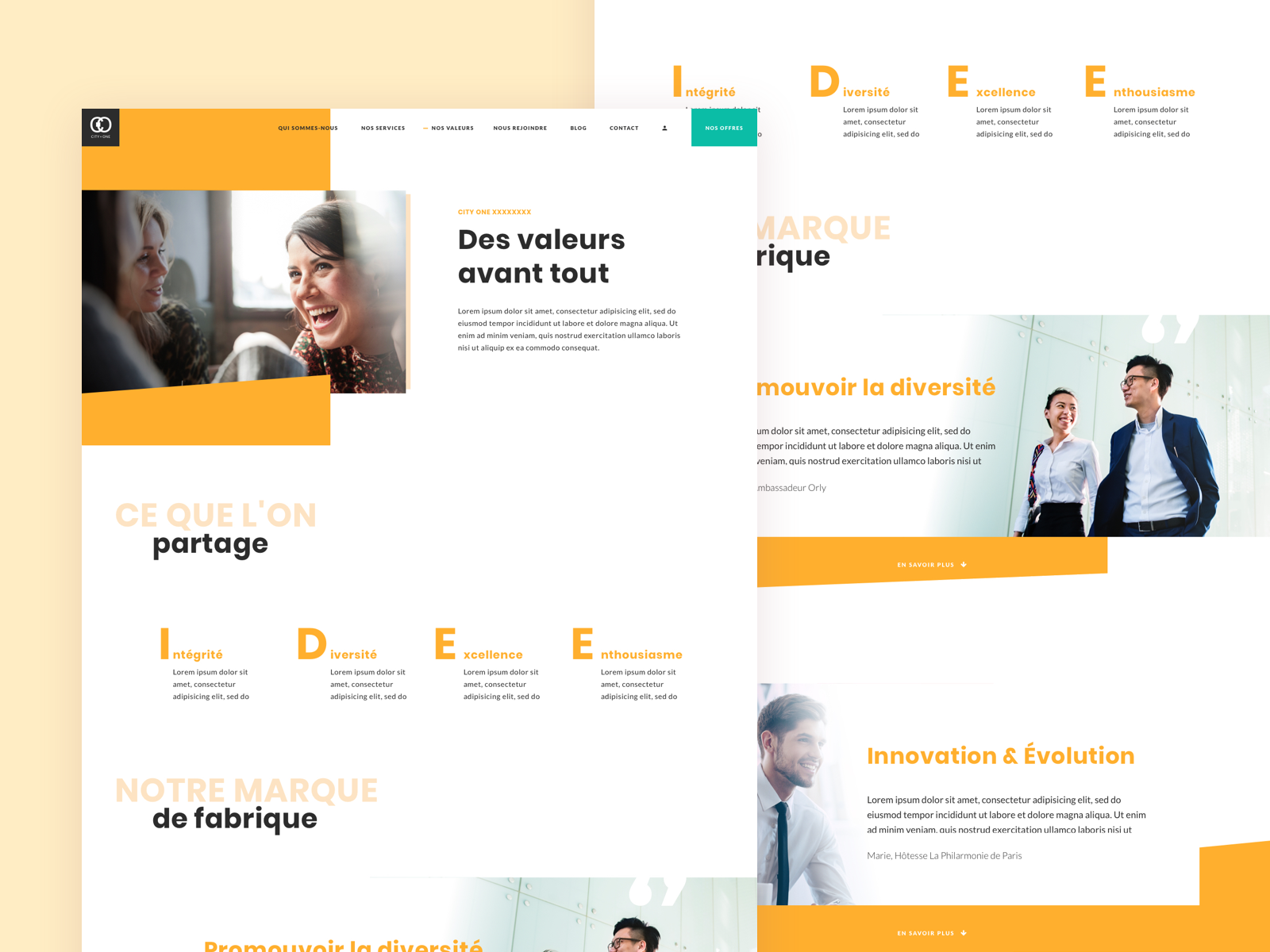 webdesign Values page bright colors corporate design minimal simple sketch ui ux values webdesign