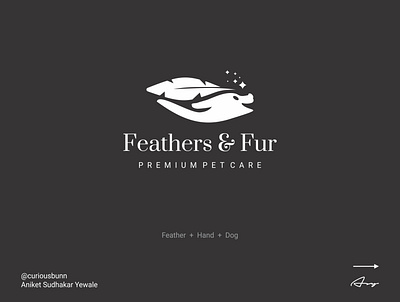 Feathers and Fur - Premium Pet Care asy creative feather feather logo flat icon logo minimal negative space logo pet pet care pet care logo pet logo petshop vector