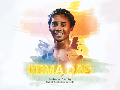 Hima Das - Digital portrait aniket yewale asy studio creative design digitalartist digitalportrait goldmedalindia himadas himadasgoldengirl illustration illustration art illustrations illustratrator india trending typography vector