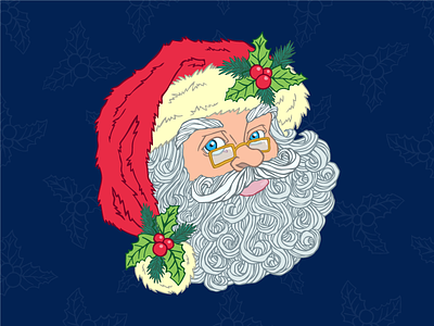 Dribbble Santa Olga Libby 2015 christmas green holidays2015 holly berry red santa claus santaclaus xmas