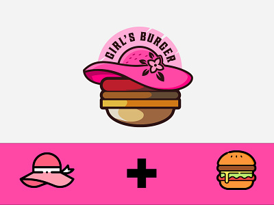 Girl's Burger Logo Design branding burger burger logo design female graphic design grils hat identity logo logo design minimal simple unique
