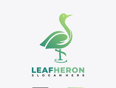 LEAF HERON logo design bird branding heron icon identity leaf logo logodesign minimal unique