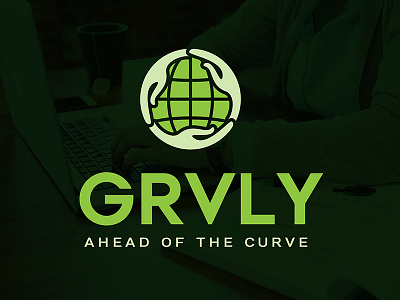 GRVLY logo design branding concept consultancy consultant globe graphic design group grvly hand icon identity logo design logodesigner monogram unique world