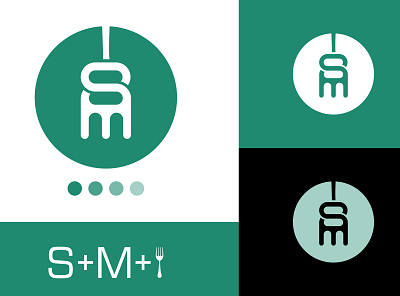 SM fork symbol branding fork graphic design identity illustration logo design m logo minimal print restaurant s letter logo typography