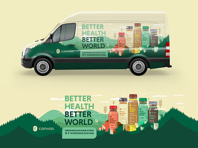 Canvas Van Wrap buildings city cityscape decal drink drink local health oregon pdx portland probiotics protein shake trees tshirt van wellness wheat wrap