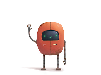 Hello Dribbble art character orange photoshop robot