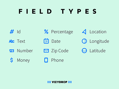 Field type icons in Vizydrop fields icons types vizydrop