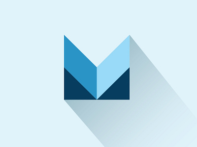 M blue geometric lettering logo