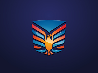 Phenix Shield Logo animal logos bird bird logos eagle logo logo design logos phoenix phoenix logos shield shield logos wings