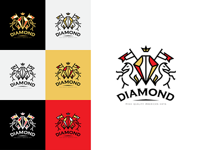Diamond branding crown design diamond hats horse king logo royalty