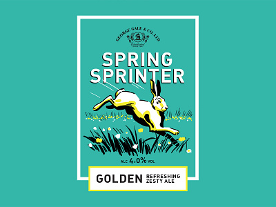 Spring Sprinter ale beer hare illustration jumping meadow pump clip rabbit spring