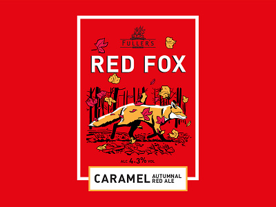 Red Fox ale autumn beer fall forest fox illustration pump clip wild wind
