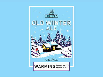 Old Winter Ale ale beer bird chimney house illustration pump clip red robin snow snowing trees winter