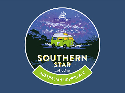 Southern Star ale australia beer camp camping illustration kombi milky way night pump clip summer vw