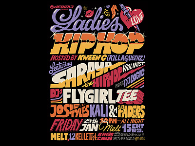 Ladies ♥ Hip Hop 29 January freehand hiphop illustration nightclub poster typography