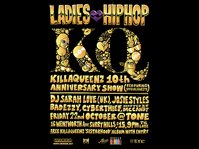 Ladies ♥ Hiphop 22 October freehand hiphop illustration nightclub poster typography