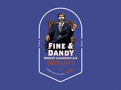Fine & Dandy ale beer brewery chesterfield dandy hipster illustration london pump clip trumans