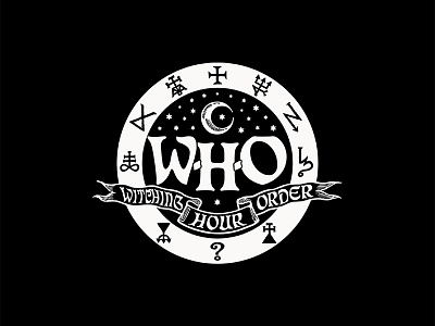 Witching Hour Order logo black black metal dance dark darkness demonology design logo night night club white witchcraft