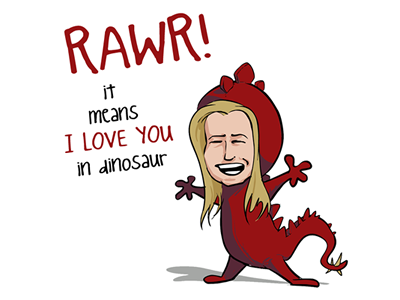 RAWR! dinosaur i love you illustration rawr