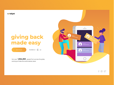 Landing page design for community app, Catalyst design figma gradient illustration ui ux vector web