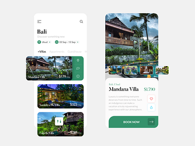 Rentalio app bali book booking cleanui filter flat indonesia mobile rent rentals result tour ui uxui vacation villa