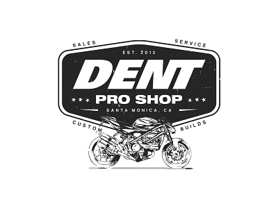 DENT Pro Shop branding design ducati logo marketing monster shop signage