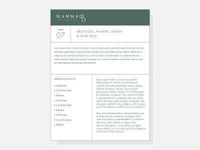 Mamma Qi menu card