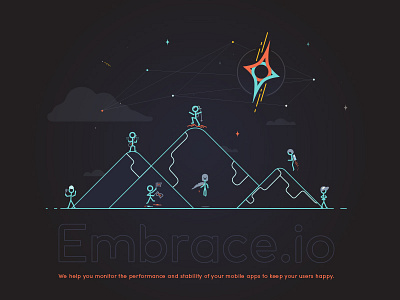 Embrace.io North Star Scene app aqua badge branding data design logo marketing orange style guide