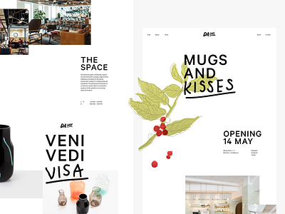 DA Landing branding cafe coffee coworking da design kiss logo mugs shop space typography visa web white