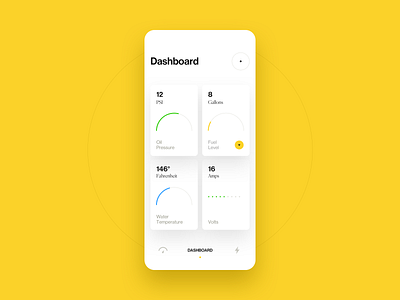 Vela Dashboard app boat dashboard fuel oil speed temperature typography ui ux volts water white yellow