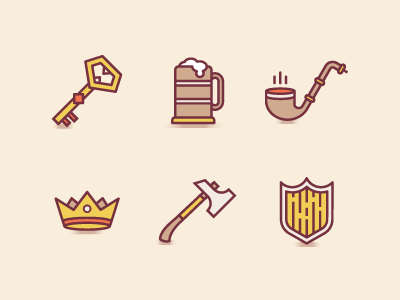 Adventurer Icons adventure adventurer crown icons illustration mug pipe vector