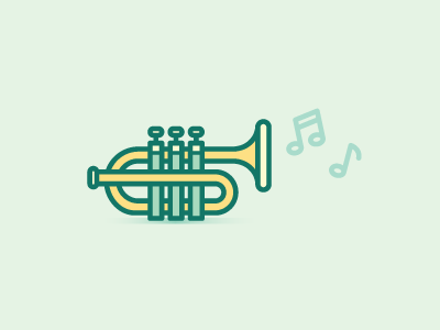 Trumpet brass green icon illustration lines trumpet vector