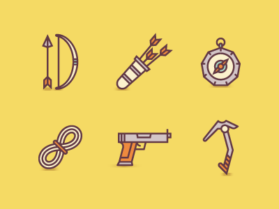 Adventurer Icons adventurer bow compass gun icons illustration rope