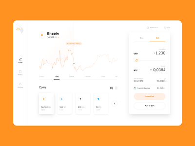 HybridBlock App app bitcoin blockchain branding crypto design orange price typography ui ux wallet web