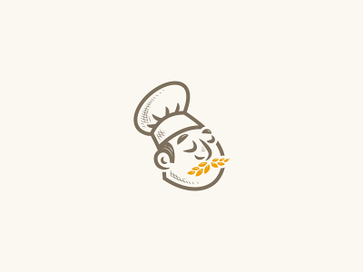 Baker bakery brown illustration mustache wheat yellow