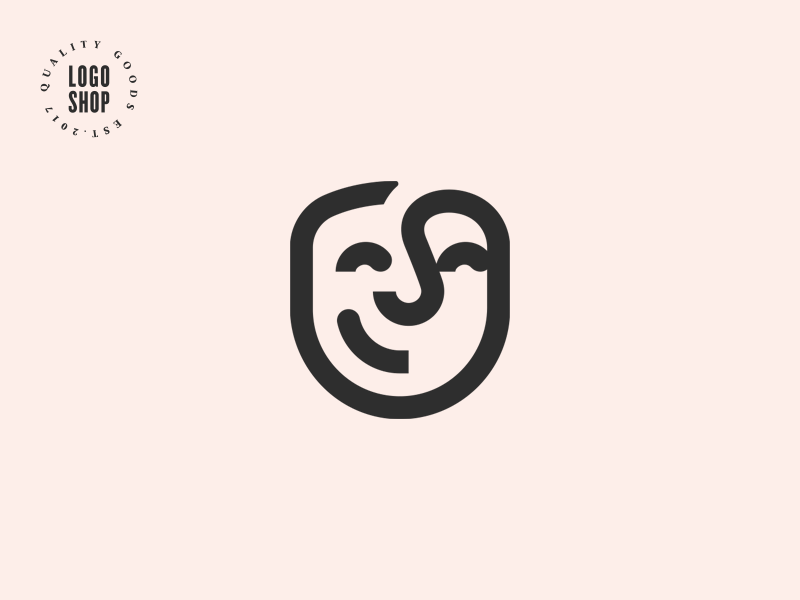 The Logo Shop Pick No.1 top quality premium man face smiling shop logo
