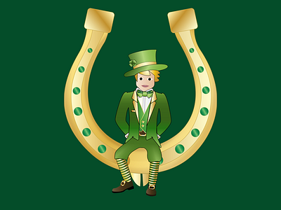 Leprechaun on a Lucky Horseshoe green horseshoe irish leprechaun lucky march spring st patricks day