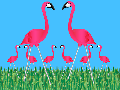 Get Your Lawn Decor Rinsed Off! It’s Spring! flamingos gardening grass lawn lawn decor pink flamingo plastic flamingo spring summer yard yard decoration