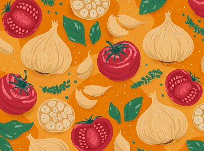 Roasted Garlic - Classico Riserva digital art food garlic graphic design illustration packaging tomato