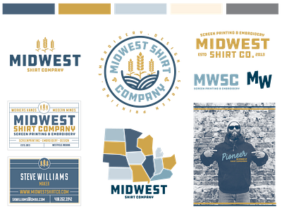 Midwest Shirt Company branding. branding design embroidery illustration indiana indianapolis logo midwest midwest shirt company t shirt vector westfield