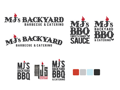 Mj's Backyard BBQ & Catering barbecue bbq branding food indiana logo logo typography branding meat mjs pattern restaurant sause