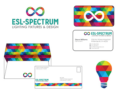 ESL concept design branding design light bulbs lighting logo stationery