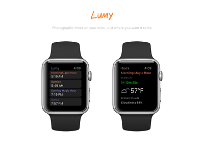 Lumy for Apple Watch clean flat hours ios ipad iphone magic photography sunrise