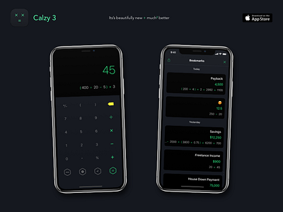 Calzy 3 - The Smart Calculator apple beautiful clean dark flat ios iphone minimalist simple ui x