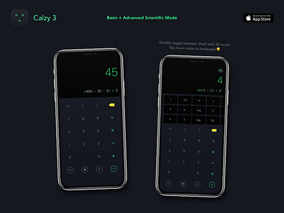 Calzy 3 - Advanced Scientific Mode apple beautiful clean dark flat ios iphone minimalist simple ui x
