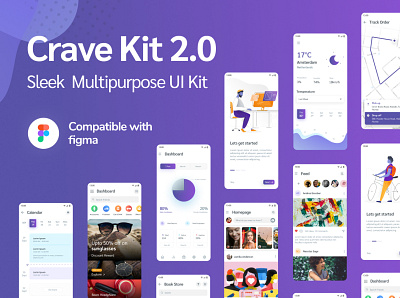 Crave - Multipurpose UI Kit 2.0 app concept concept illustration social app ui8 ui8net uidesign uikit